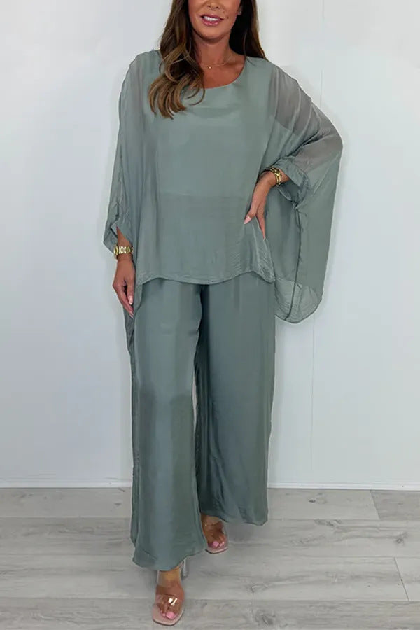 Damer Elegant ensemble lavet af flydende stof med bred pasform Stilla