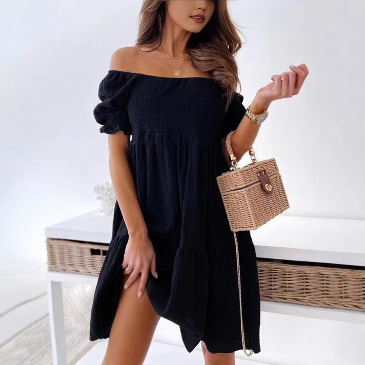 Dame Off-Shoulder Sommerkjole med luftig silhuet og flæsedetaljer Stilla
