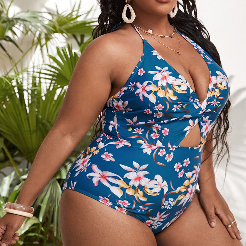 Dame One-Piece Badedragt med blomsterudskæringsdesign og elegant knudedetaljer Skovae