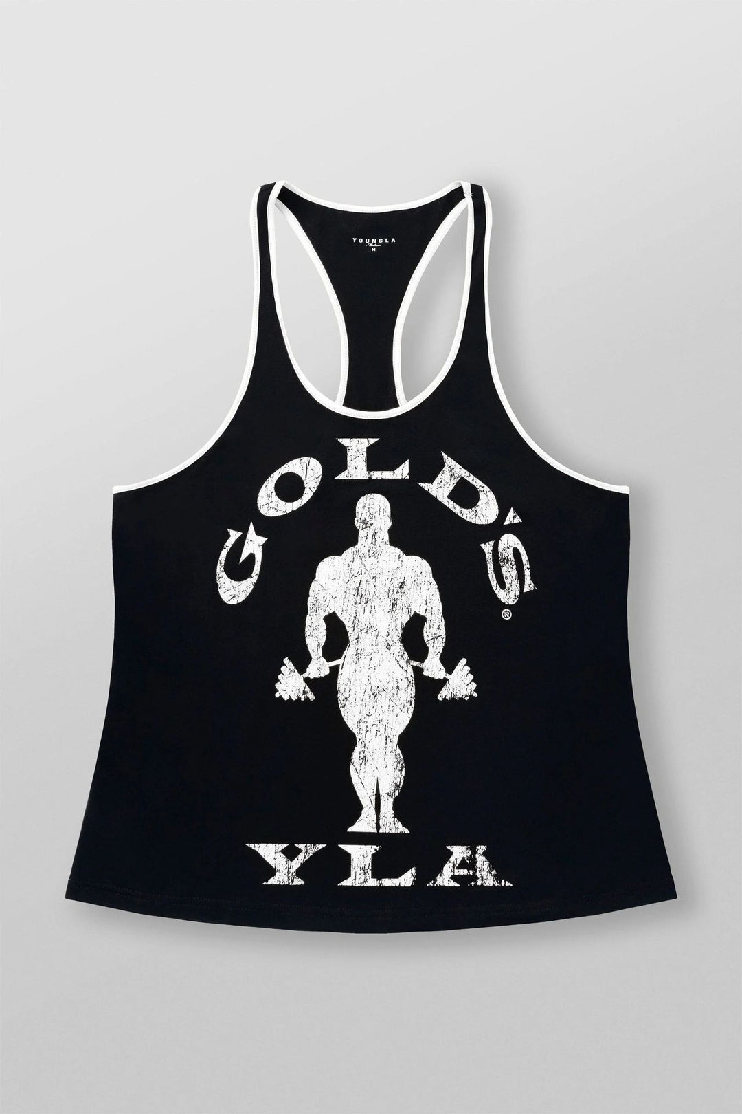 Herrer nan atletisk Stringer Tanktop rygfri snit med kontrastpiping og kraftsportmotiv Skovae