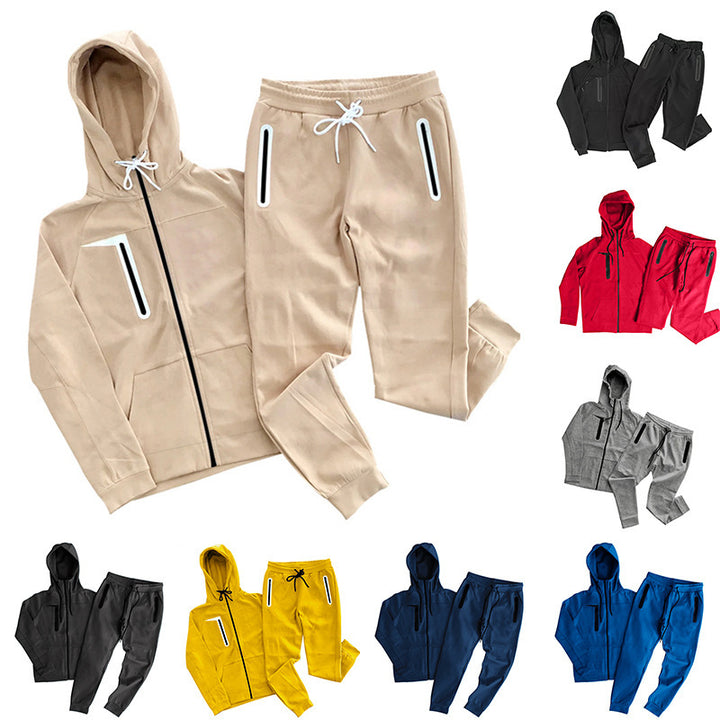 Herrer sporty hoodie sæt med innovativt design og praktiske lynlåslommer Stilla