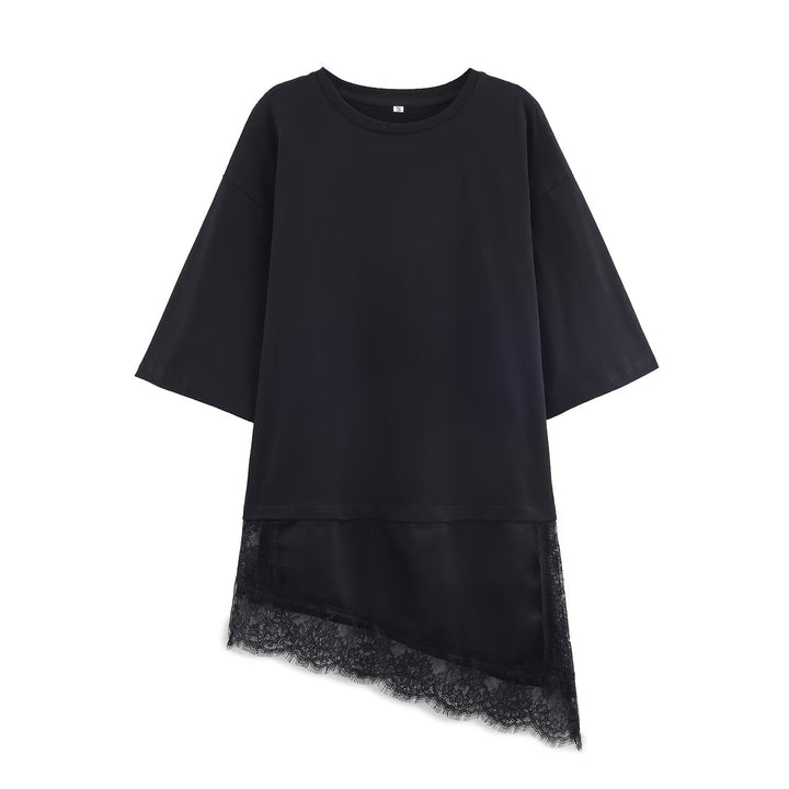 Dame asymmetrisk T-shirt med spidskant Skovae