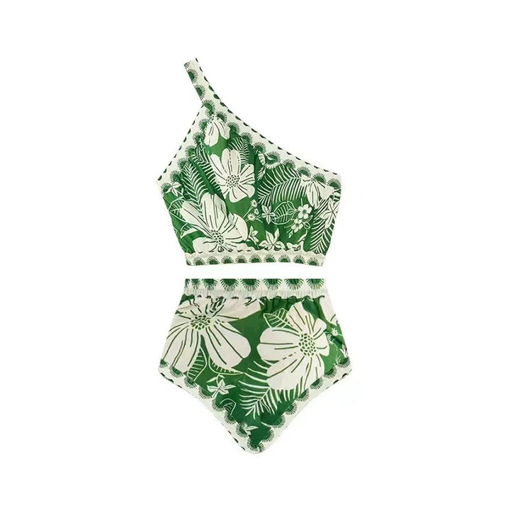 Damer Bikini-sæt med asymmetrisk top og blomsterdetaljer Skovae