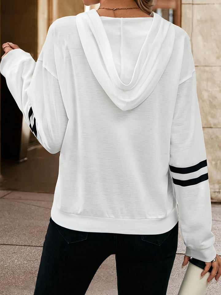 Dame Stilfuld V-udskæring Stribet Hoodie Stilla
