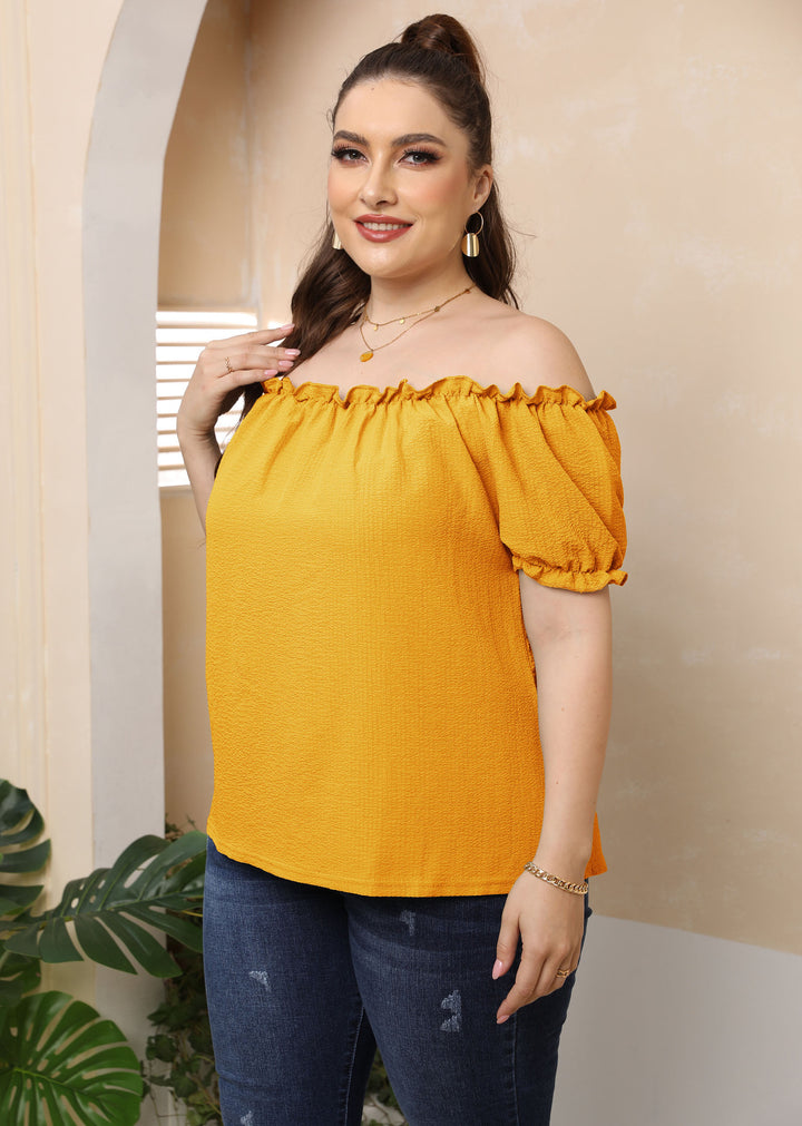 Dame Off-Shoulder Top med Volant