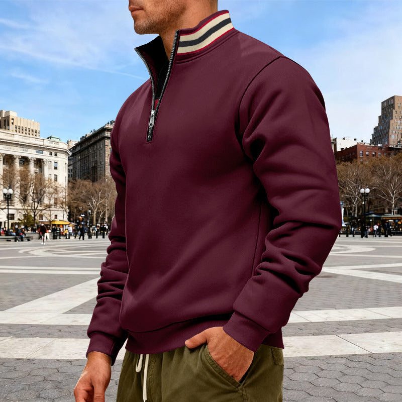 Herren nan Halvzip-sweatshirt med sporty ringkrave og blødt fleece-foring Skovae