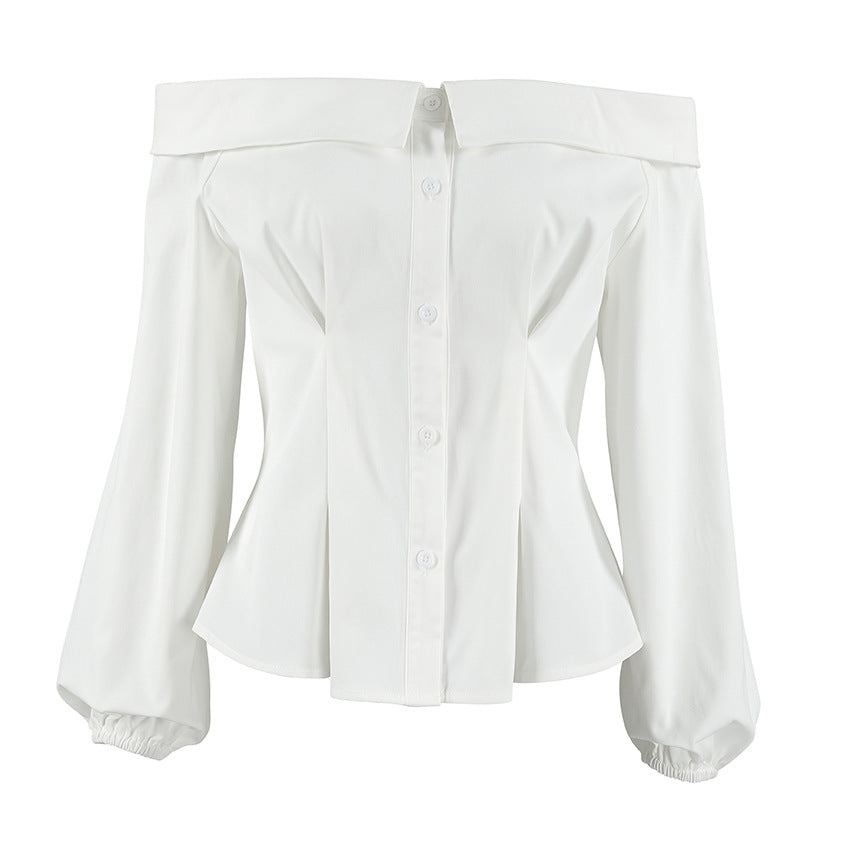 Dame Off-Shoulder Bluse med ballonlignende ærmer og elegante detaljer Stilla
