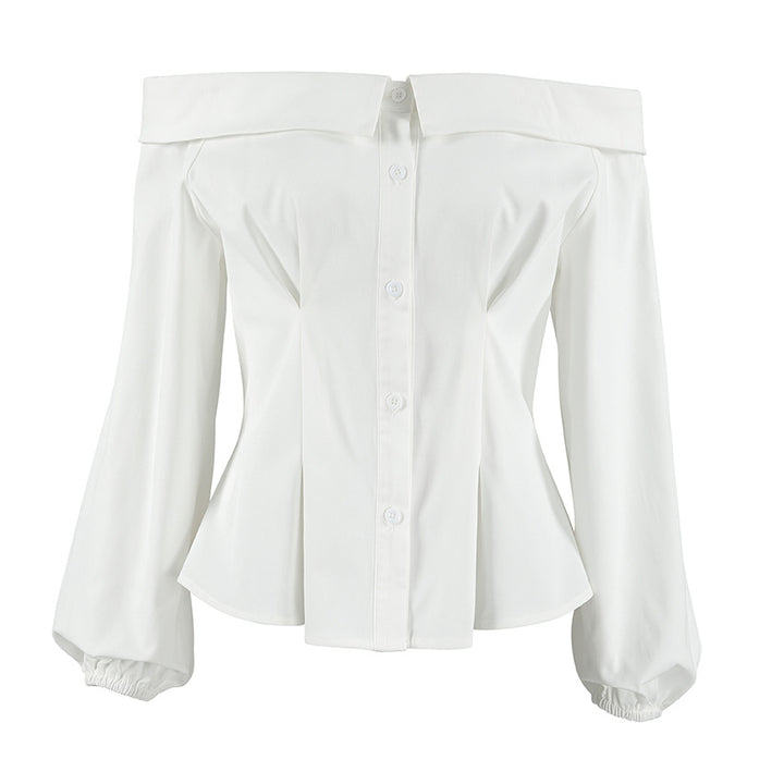 Dame Off-Shoulder Bluse med ballonlignende ærmer og elegante detaljer Stilla