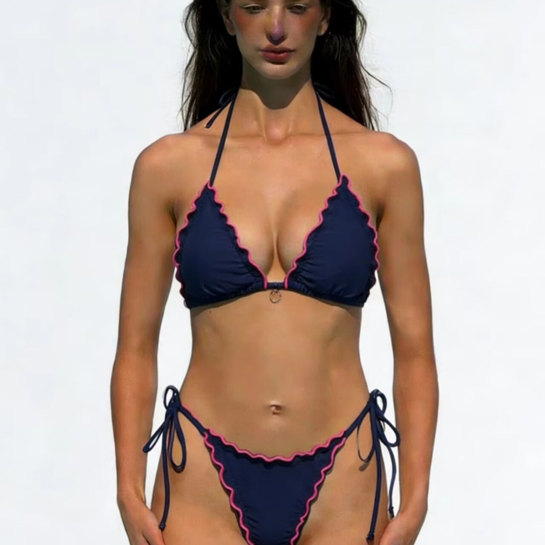 Dame triangel-bikini med legesyge flæser Skovae
