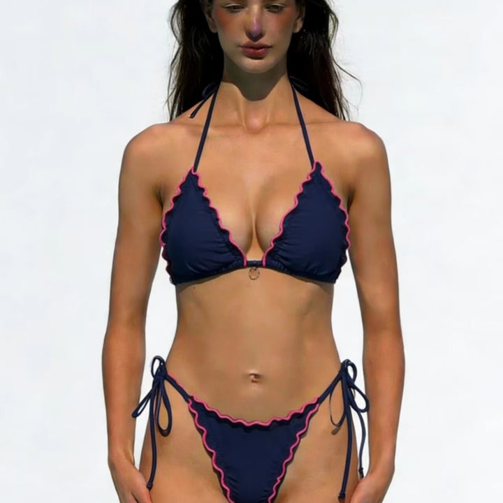 Dame triangel-bikini med legesyge flæser Skovae