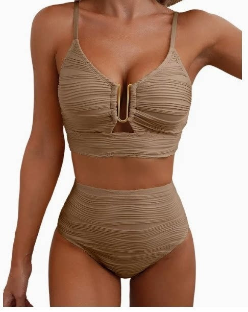 Dame Højtaljet Bikini-Sæt med mode snit-Out Skovae