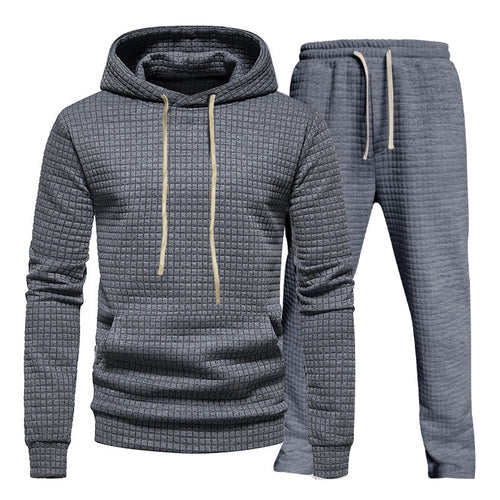 Herrer sporty fritids-set med struktureret hættetrøje og behagelige joggingshorts Stilla