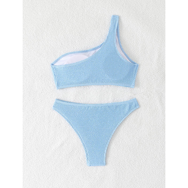 Dame asymmetrisk bikini-sæt med struktureret top og høj benudskæring Stilla