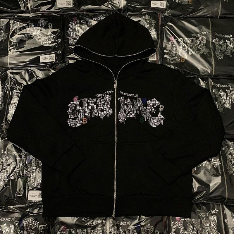Kvindernes hoodie med elegant glimmerdesign og fuld længde lynlås Skovae