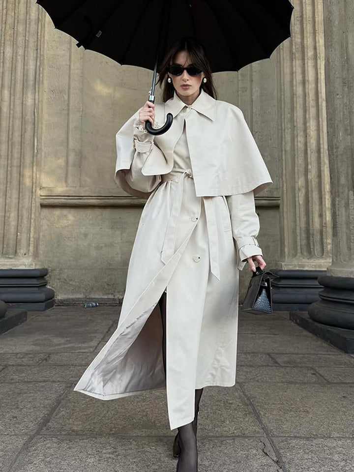 Damer elegant trenchcoat med innovativt cape-design Stilla