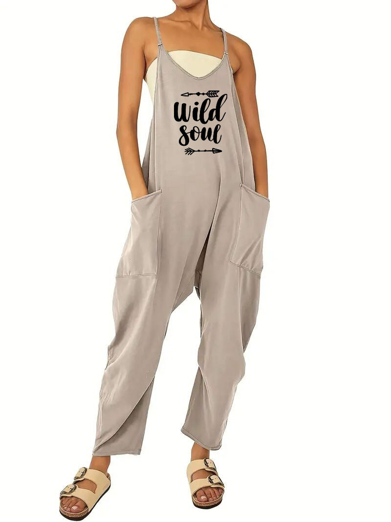 Dame Jumpsuit med Løs Pasform og Praktiske Lommer Skovae