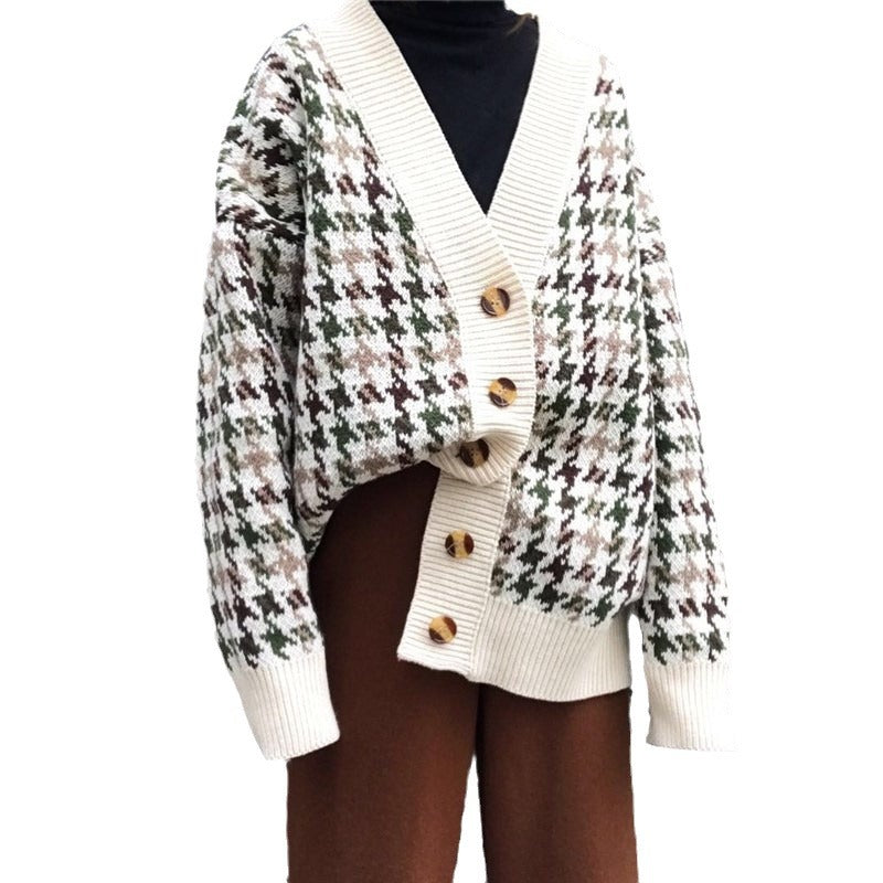Damer Houndstooth Cardigan Stilla
