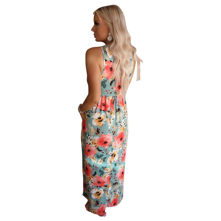 Kvinders Maxi Kjole med Blomsterdesign og Elastisk Talje Stilla