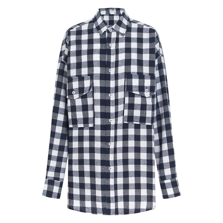 Femme Oversized Ternet Flannel Skjorte Stilla
