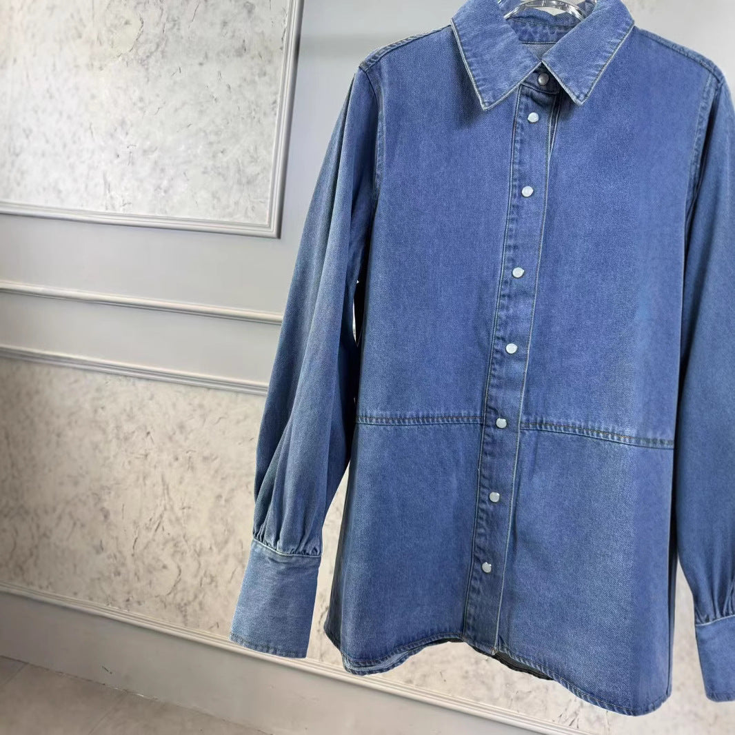 Dame Jeansjakke i afslappet oversized-snit med statement-print Stilla
