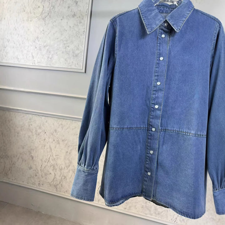Dame Jeansjakke i afslappet oversized-snit med statement-print Stilla