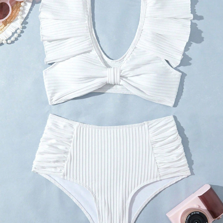 Damer Bikini-sæt med moderne flæse-design og kropsformende høj skæring Stilla