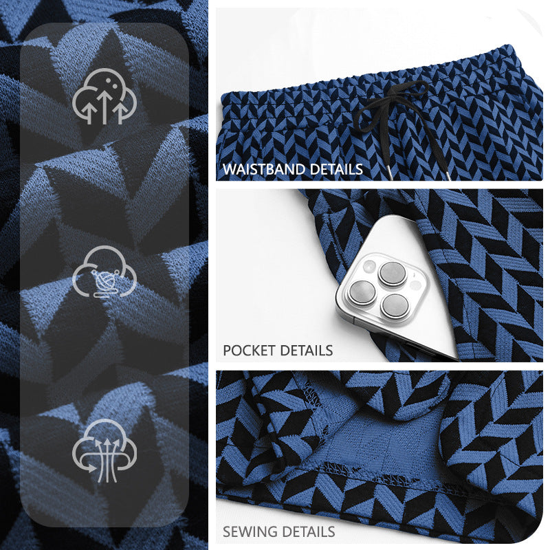 Dame nan Jacquard-Shorts med elastisk komfortliv, snøre og fiskebensmønster Skovae
