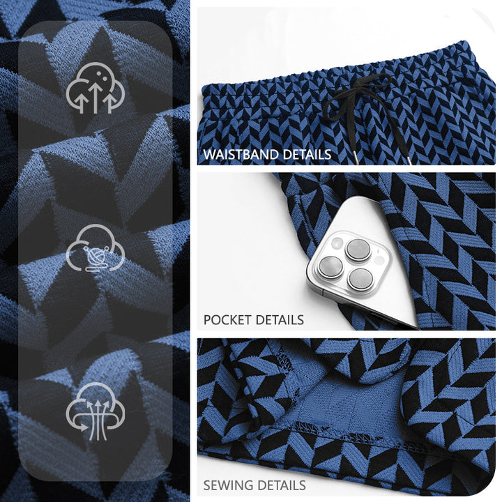 Dame nan Jacquard-Shorts med elastisk komfortliv, snøre og fiskebensmønster Skovae