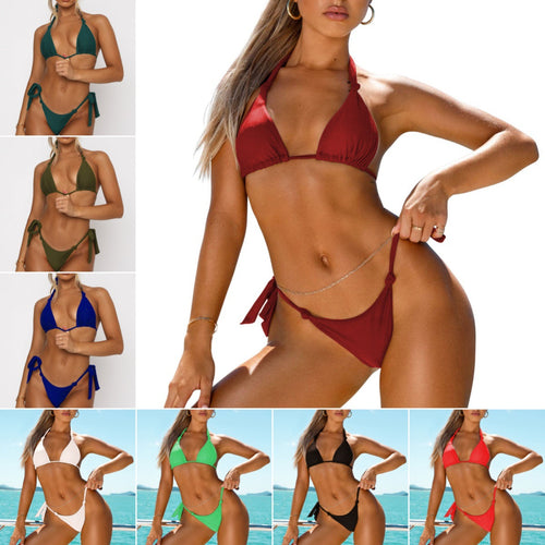 Dame Triangel-Bikini med justerbare stropper og minimalistiske detaljer Skovae