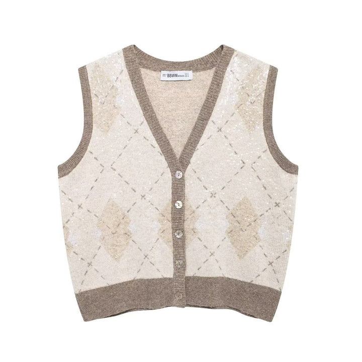 Femme Ærmeløs Argyle Strikvest Stilla