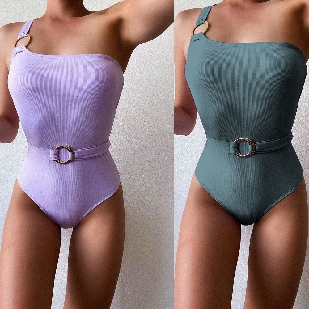 Damer Éntøjede badedragt med fashionabel taljebælte Skovae