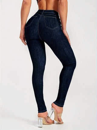 Dame tætsiddende højtalje jeans med figurformende design Stilla