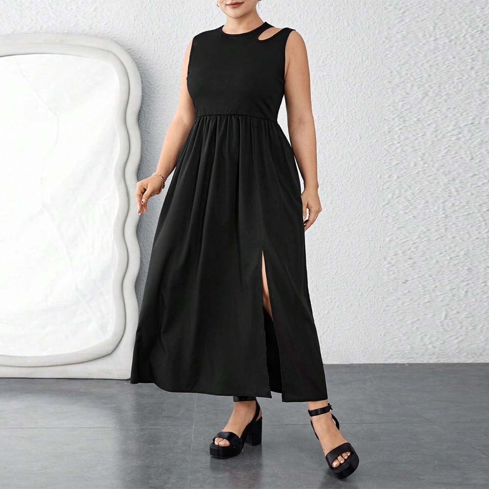 Dame Maxikjole med sidelids og elegant drapering Stilla