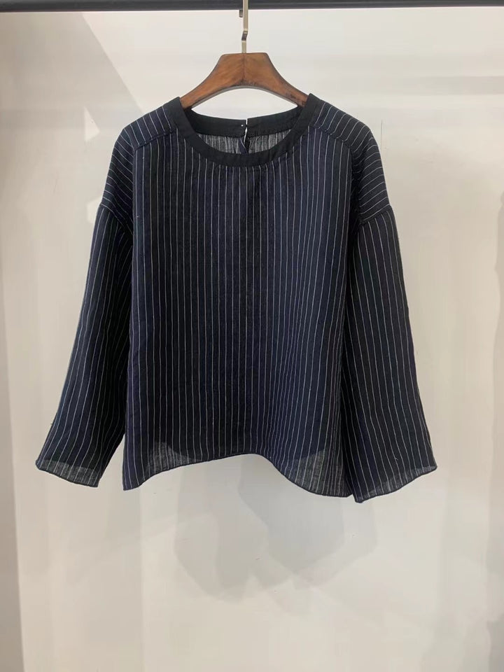Femme Stribet Let Pullover Top Stilla