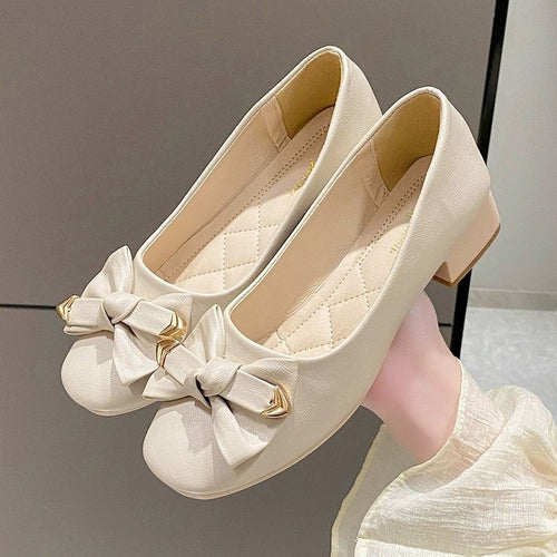 Damer Ballerinas med elegant sløjfeapplikation og smart blokhæl Stilla