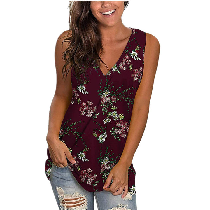 Dame V-hals bluse med blomsterprint og løs pasform Stilla