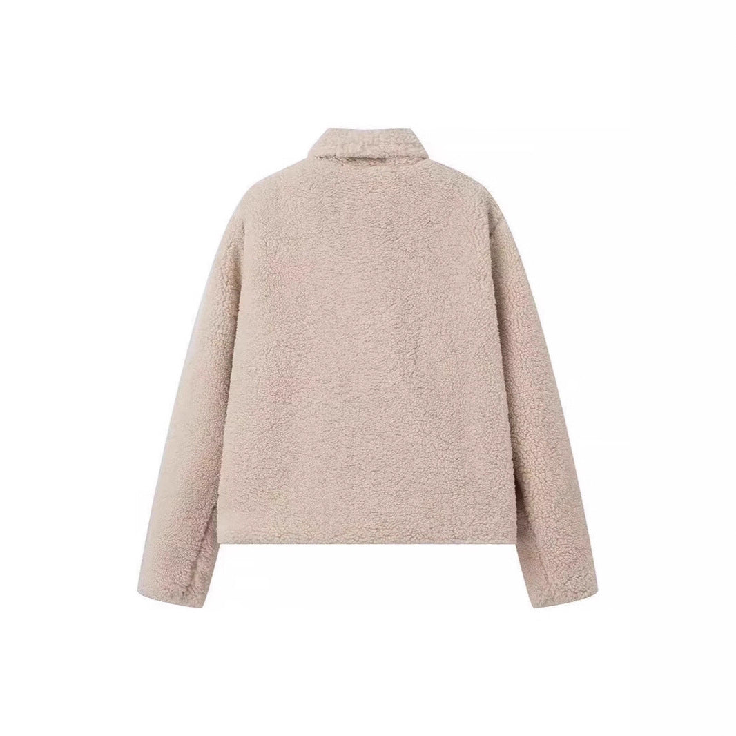 Damer Cozy Fleece Jakke med Elegante Klapper og Praktiske Lommer Stilla
