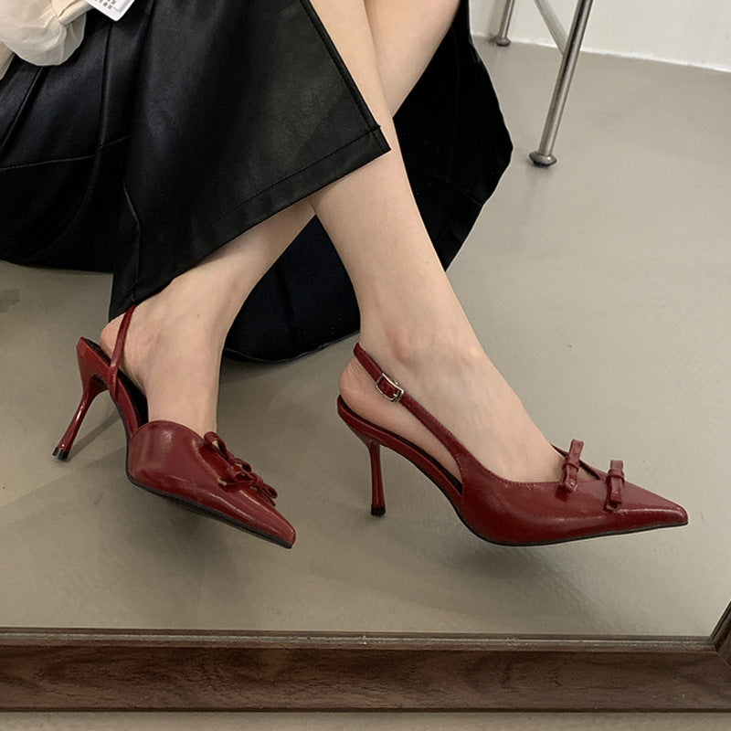 Damer Slingback Hæle med elegant bånddekoration og spids tåområde Stilla