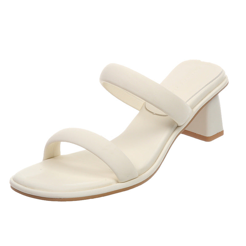 Dame slippers med elegant blokhæl og komfortabel remdesign Stilla