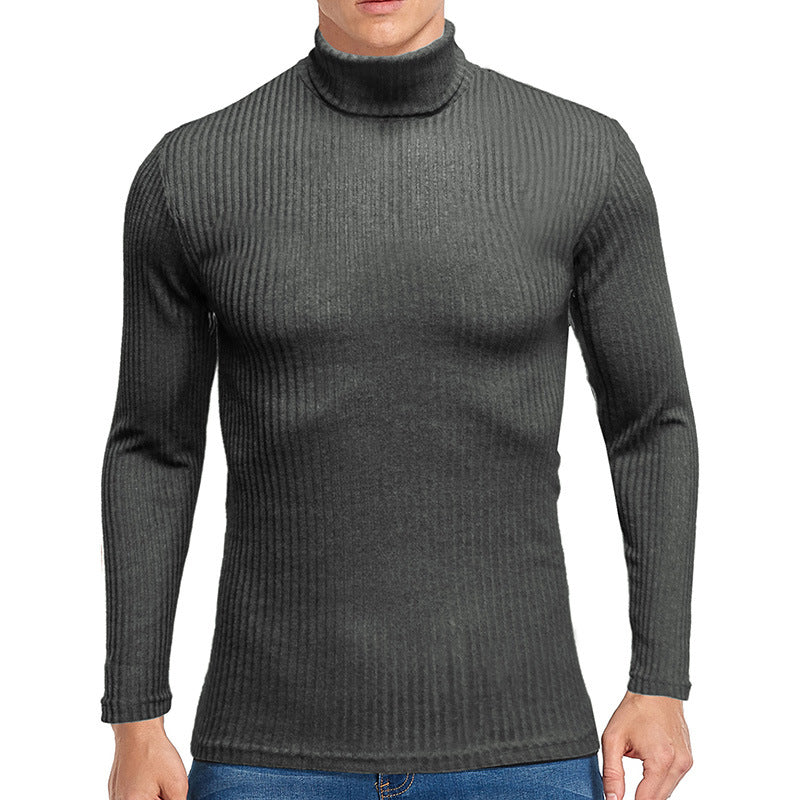 Herrer rullekravepullover i fint ribstrik Stilla