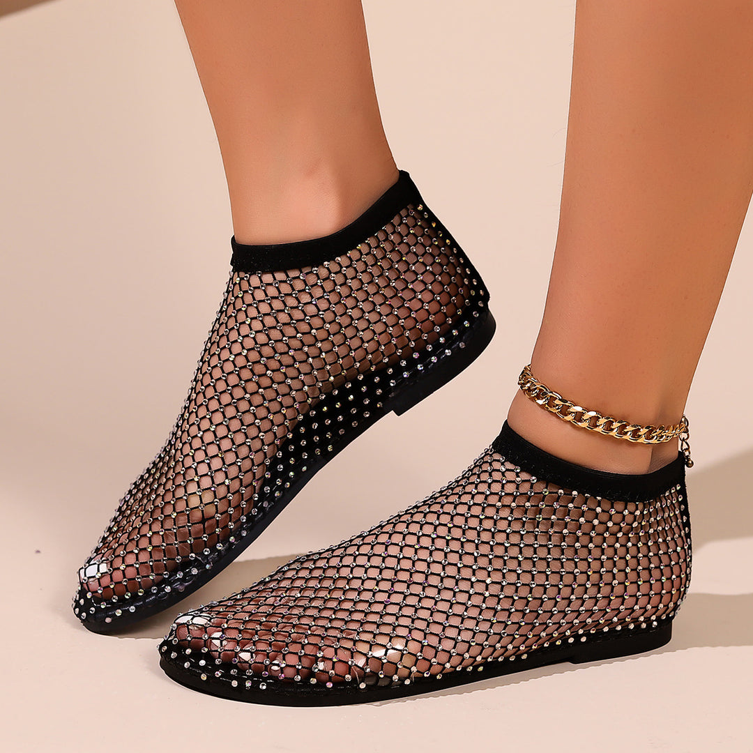 Dame net-boots med glitrende accenter og elastisk skaft Stilla