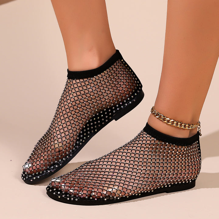 Dame net-boots med glitrende accenter og elastisk skaft Stilla