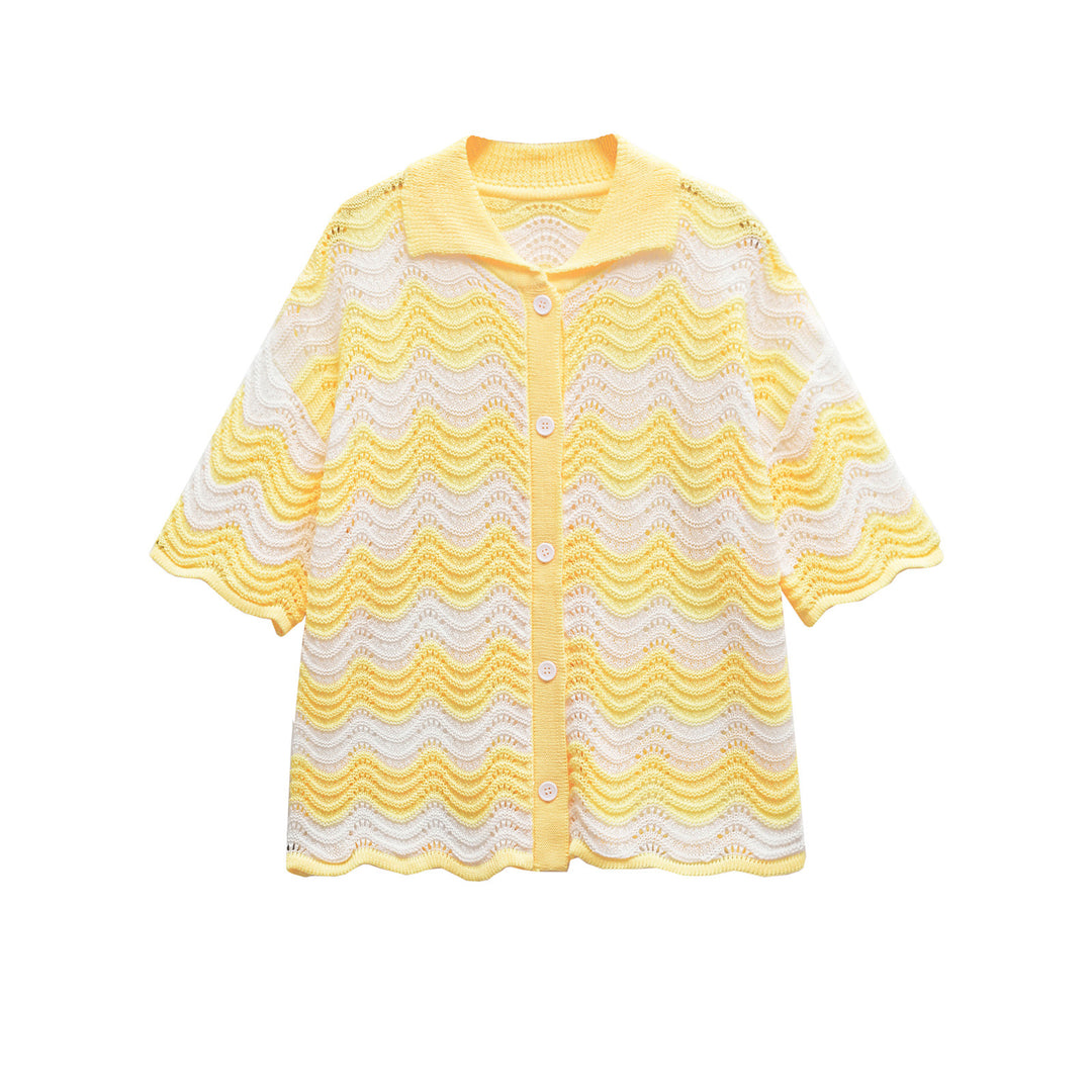 Femme Bølge mønster Strik cardigan Stilla