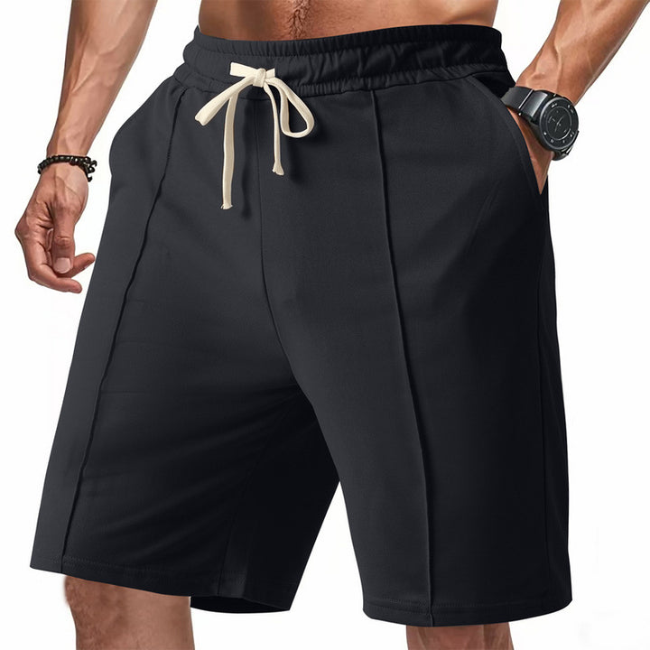 Herren knælange Relax-Bermuda med flad press fold, elastisk tunneltræk og sidelommer Skovae