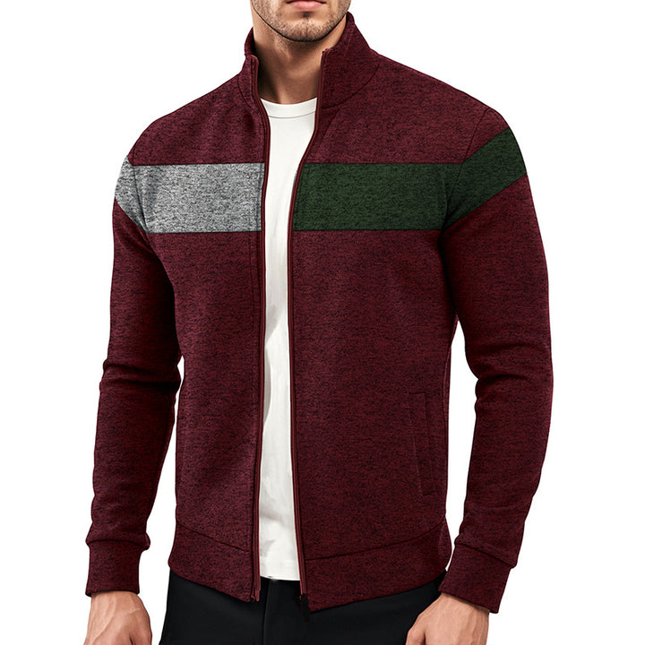 Herren sporty Zip-jakke med moderne farvekontakter og høj krave Stilla
