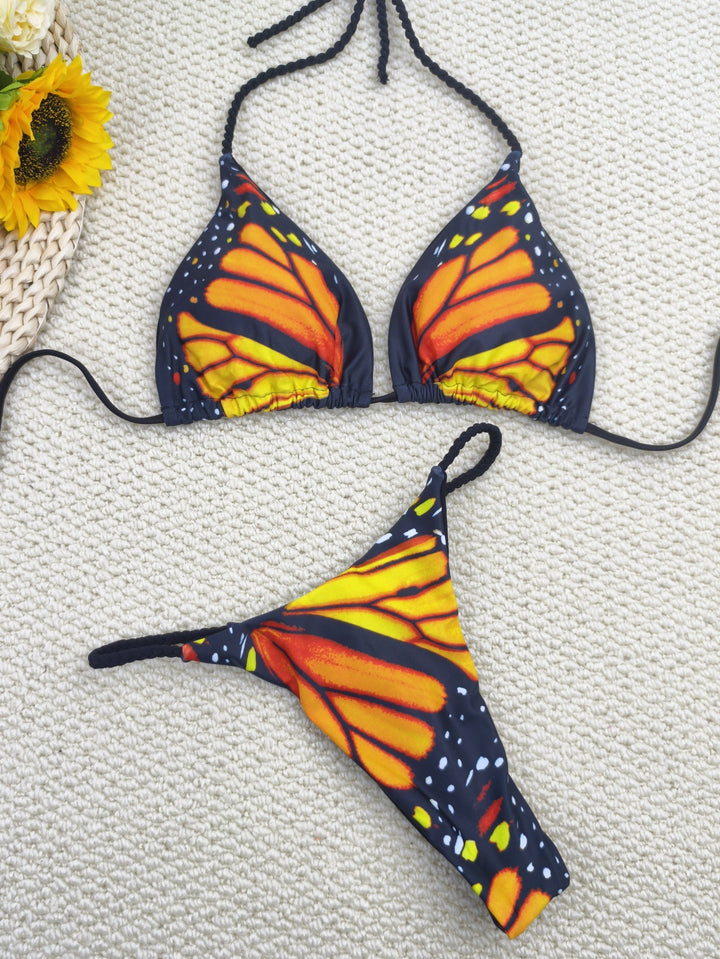 Dame bikini-sæt med trendy sommerfugledesign og justerbare bånd Skovae
