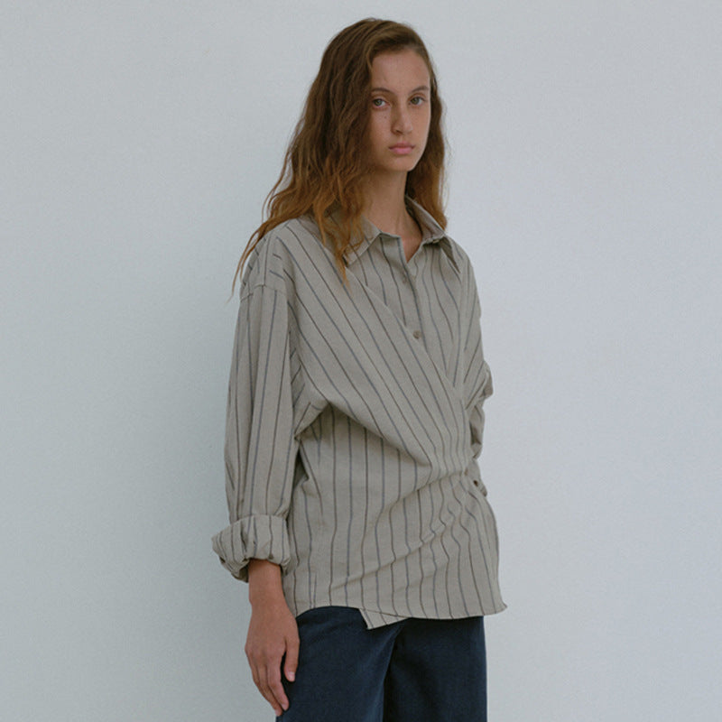 Dame Oversize Skjorte med krydset snit Stilla
