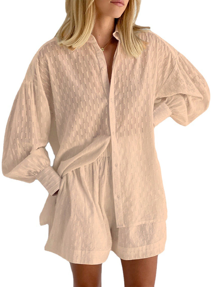 Dame Letvægts Button-Up Koordineret Sæt Stilla