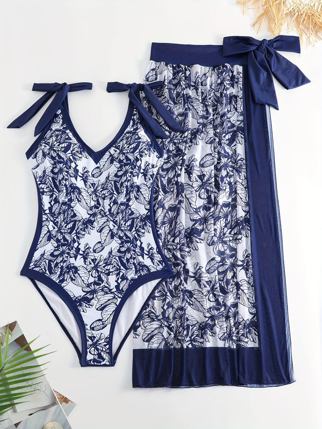 Dame one-piece badeshorts med blomster overtræk Skovae