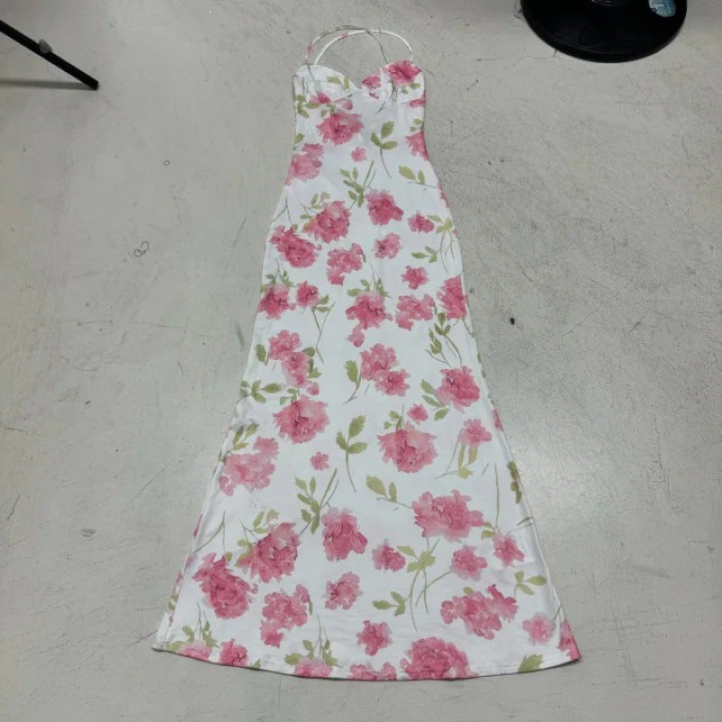 Damen Sommerliches Maxikleid mit floralem Muster und feinen Spaghetti-Trägern Skovae